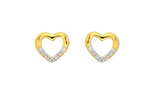 4065633624845 - Paar Ohrhänger ADELIA´S 1 585 Gold Ohrringe   Ohrstecker Herz mit Zirkonia Gr Damen Gelbgold 585 goldfarben (gold) Damen Ohrhänger mit Zirkonia Goldschmuck für