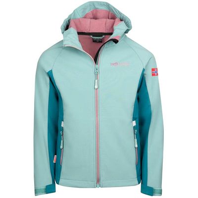 4065651039645 - TROLLKIDS - Softshelljacke KRISTIANSAND GIRLS in glacier green teal orchid Gr92