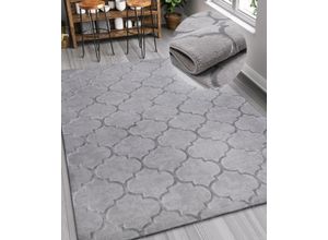 4065656056531 - Teppich MY HOME Badra Kurzflor Teppiche Gr B L 160 cm x 230 cm 12 mm 1 St grau Orientalische Muster geometrisch Hoch Tief Design 3-D Wirkung Ornamente Wohnzimmer