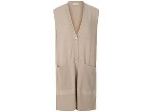 4065691561045 - Long-Strickweste aus Schurwolle und Kaschmir beige 48