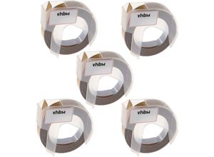 4065705182433 - 5x 3D Prägeband-Schriftband-Kassette kompatibel mit Dymo 1535 1540 1550 1570 1575 1745 1755 Etiketten-Drucker 9mm Weiß auf Gold - Vhbw