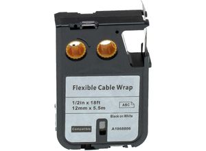 4065705249563 - Vhbw - Schriftband-Kassette Ersatz für Dymo 1868806 für Etiketten-Drucker 12mm Schwarz auf Weiß Flexible Cable Wrap