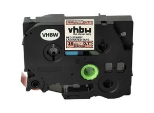 4065705250156 - Vhbw - Schriftband-Kassette kompatibel mit Brother pt 540 c 7500 vp 550 7600 vp 9200 dx 9200 pc Etiketten-Drucker 18mm Schwarz auf Rot (Glitter)