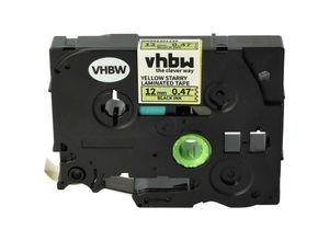 4065705251139 - Vhbw - Schriftband-Kassette kompatibel mit Brother P-Touch H105 H300 H300LI H75 H75S P700 Etiketten-Drucker 12mm Schwarz auf Gelb (Glitter)