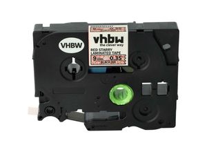 4065705252419 - Vhbw - Schriftband-Kassette kompatibel mit Brother P-Touch 540 550 900 9000 9400 9600 D400 Etiketten-Drucker 9mm Schwarz auf Rot (Glitter)