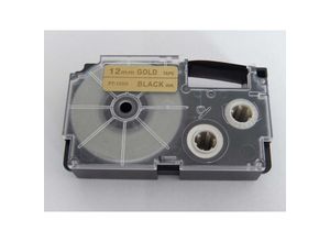 4065705335785 - Vhbw - Schriftband-Kassette kompatibel mit Casio KL-HD1 KL-P1000 Etiketten-Drucker 12mm Schwarz auf Gold