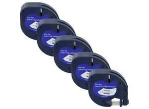 4065705335976 - 5x Schriftband-Kassette Plastik Ersatz für Dymo S0721610 91201 für Etiketten-Drucker 12mm Schwarz auf Weiß - Vhbw