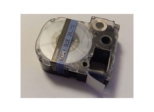 4065705337666 - Schriftband-Kassette Ersatz für Epson LC-6LBP für Etiketten-Drucker 24mm Schwarz auf Blau - Vhbw