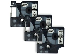 4065705369261 - Vhbw - 3x Schriftband-Kassette Ersatz für Dymo 43613 D1 für Etiketten-Drucker 6mm Schwarz auf Weiß