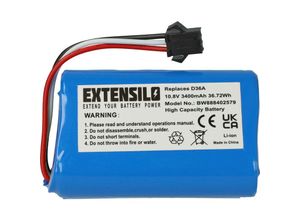 4065705442940 - Akku kompatibel mit Ecovacs D36A D36B D36C D36E DA60 DA611 DB35 TCR360 Staubsauger (3400mAh 108V Li-Ion) - Extensilo