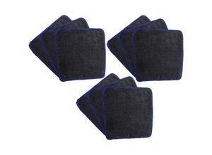 4065705695636 - 9x Pflegetuch für Auto Motorrad - Mikrofasertücher 40 x 40 cm Waschbar Wiederverwendbar Schwarz Blau - Vhbw