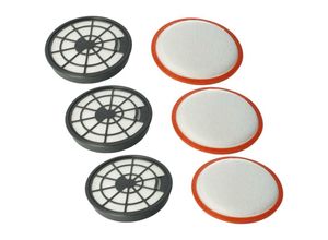 4065705708534 - Vhbw - Filter-Set kompatibel mit Dirt Devil DD2620 DD2620-0 DD2620-1 DD2620-2 DD2620-3 Staubsauger - 6x Filter (Abluft-Filter Motorschutz-Filter)