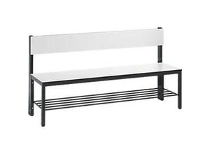 4065714248885 - Sitzbank Basic Plus 1-seitig Rückenlehne mit Schuhrost 4-Fußgestell schwarzgrau RAL 7021 B 1500 mm Dekor weiß