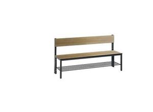 4065714248908 - Sitzbank Basic Plus 1-seitig Rückenlehne mit Schuhrost 4-Fußgestell schwarzgrau RAL 7021 B 1500 mm Dekor Eiche Ser
