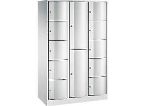 4065714509788 - Kombi-Schließfachschrank Resisto 3 Abteile 12 Fächer B 1148 x T 540 x H 1950 mm Lichtgrau Clowngrün