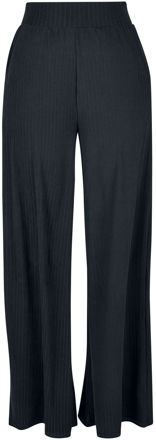 4065812190420 - Ladies Rib Jersey Wide Leg Pants Stoffhose schwarz in S