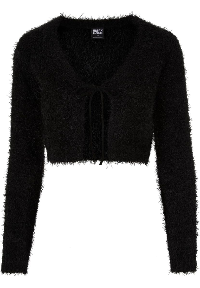 4065812547224 - Ladies Tied Cropped Feather Cardigan Cardigan schwarz in S