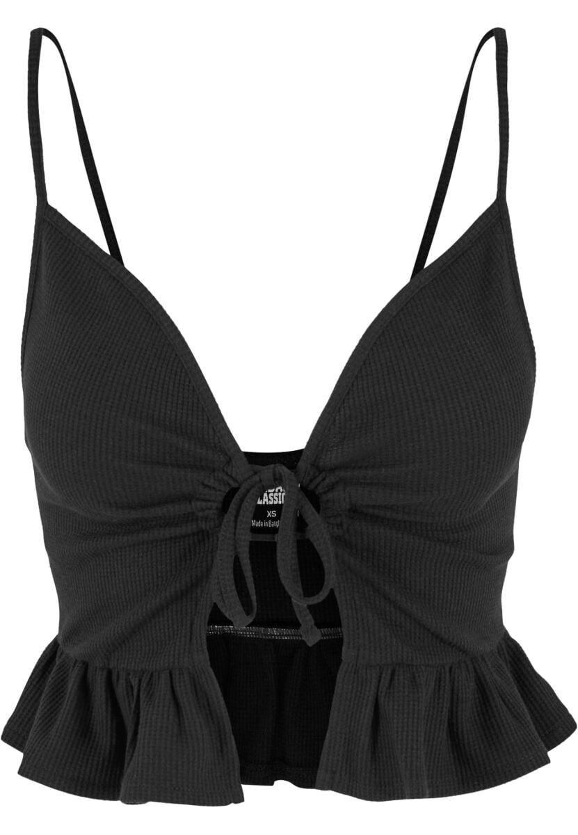4065812645111 - Ladies Waffle Pique Ruffle Top Top schwarz in XXL