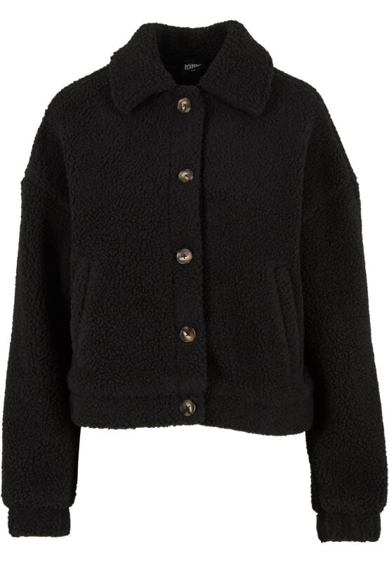 4065812664549 - Ladies Short Sherpa Button Jacket Übergangsjacke schwarz in S 4065812664549 - Ladies Short Sherpa Button Jacket Übergangsjacke schwarz in S