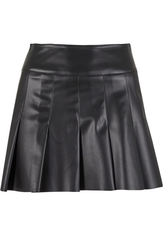 4065812710628 - Ladies Synthetic Leather Pleated Skirt Kurzer Rock schwarz in L