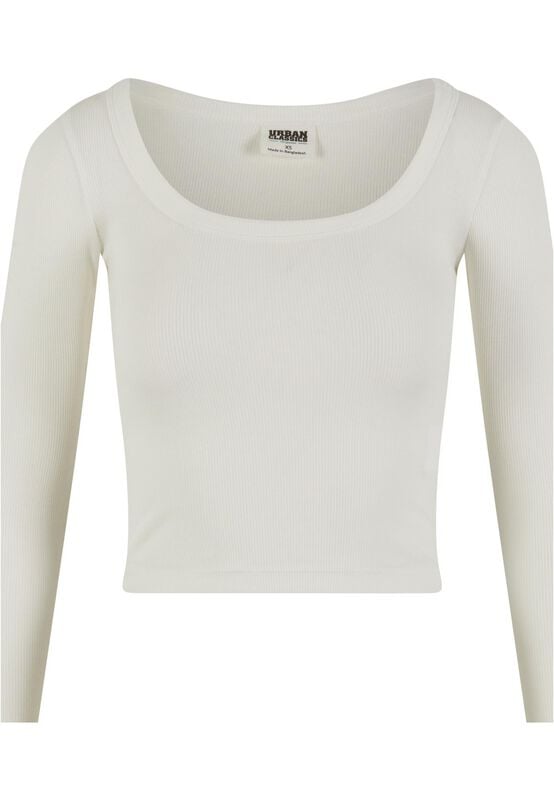4065812723611 - Ladies Organic Rib Jersey Wide Neck Longsleeve Langarmshirt altweiß in M
