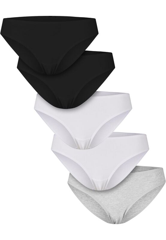 4065812774576 - Ladies Basic Cotton Slip 5-Pack Wäsche-Set schwarz weiß grau meliert in S