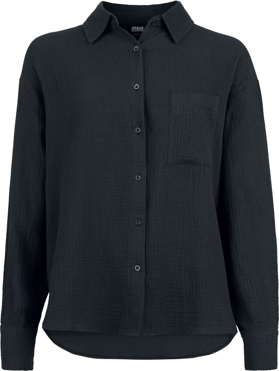 4065812788719 - Ladies Oversized Musselin Blouse Langarmhemd schwarz in M