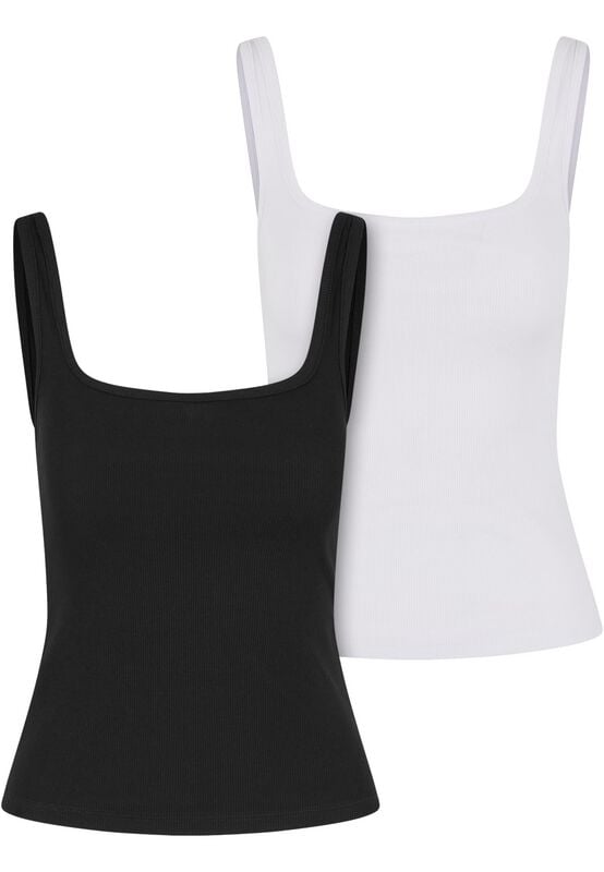 4065812796349 - Ladies Wide Neck Rib Top 2-Pack Top schwarz weiß in M 4065812796349 - Ladies Wide Neck Rib Top 2-Pack Top schwarz weiß in M