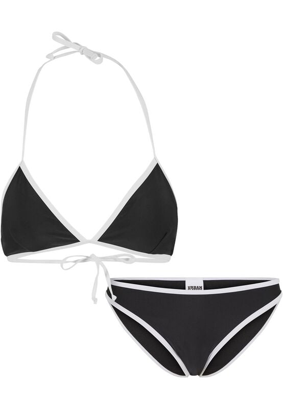 4065812798121 - Ladies Retro Triangle Bikini Bikini-Set schwarz weiß in L