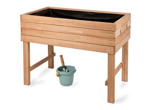 4065827150310 - WONDERMAKE® Premium Hochbeet aus Kirschbaum Holz groß für Garten Balkon Terrasse Pflanzkasten Bausatz XL hochwertig rechteckig mit Vlies-Folie Kräuterbeet Pflanzenkasten deko braun