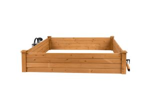 4065827150525 - needs&wants® Große Hochbeet-Umrandung aus Holz für Garten Terrasse Pflanzbeet Bausatz XL quadratisch Blumenbeet Kräuterbeet Beetumrandung niedrig deko 120 x 120 x 265 cm dunkel-braun