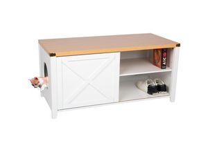 4065827610036 - needs&wants® Katzenschrank groß für Katzentoilette XXL aus Holz mit Schuhschrank Sitzkommode Katzenklo-Schrank Kommode Design Katzenhaus Toilette Klo 110 x 50 x 53 cm weiß braun