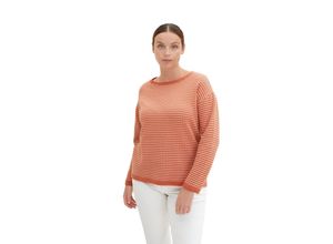 4065869633895 - Große Größen Pullover in Kontraststruktur mit Rippbündchen rot Gr54