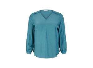 4065869779036 - Große Größen Bluse mit V-Ausschnitt und Faltendetail hellpetrol Gr52