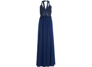 4065931113874 - Abendkleid tiefer V-Ausschnitt ärmellos für Damen blau 40