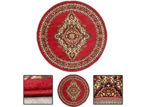 4065975007757 - Vimoda - Teppich Rund Orientalisch Klassisch Orient Teppich Kurzflor Wohnzimmer SchlafzimmerØ 120 cm Rund Red 8757 - Red