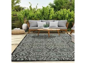 4065975011181 - Vimoda - In- und Outdoor Teppich Terrassen & Balkon Küche Teppich Rauten Design Schwarz & Grün80x150 cm