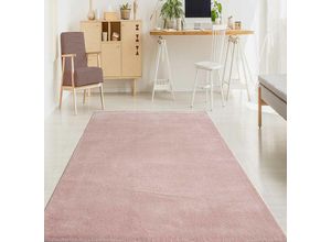 4065975012089 - Vimoda - Teppich Wohnzimmer Kurzflor Einfarbig für Schlafzimmer kinderzimmer weicher pflegeleichter versch- Größen FarbenPink 80x250 cm