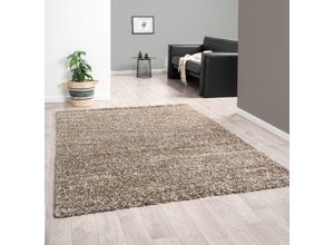 4065975019323 - Vimoda - Hochflor Teppich lux Shaggy Wohnzimmer Schlafzimmer Mehrfarbig Meliert Extra DichtBraun 140x200 cm