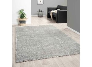 4065975019750 - Hochflor Teppich Wohnzimmer Shaggy Super Weich Soft Pastellfarben EinfarbigGrau 200x280 cm