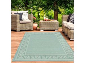 4065975020299 - Vimoda - In- und Outdoor Teppiche Flachgewebe Balkon Küche Bordüre Look In Blau & TurkisTurkis 120x160 cm