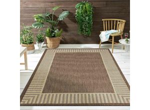 4065975020893 - Vimoda - In- und Outdoor Teppich Terrassen & Balkon Küche Wohnzimmer Teppich Bordüre Beige 120x160 cm