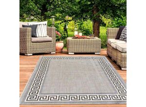 4065975022972 - Vimoda - In- und Outdoor Teppich Terrassen & Balkon Küche Teppich Bordüre Beige160x220 cm