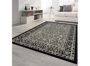 4065975024969 - Vimoda - Orient Teppich grau schwarz klassisch dicht gewebt mit Ornament und Blumenmotiven80x300 cm