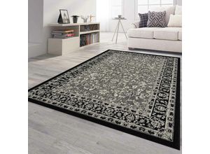 4065975024976 - Vimoda - Orient Teppich grau schwarz klassisch dicht gewebt mit Ornament und Blumenmotiven80x150 cm