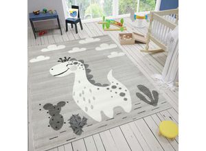 4065975025911 - Vimoda - Kinderteppich Teppich Kinderzimmer Babyteppich mit lächelndem Dinosaurier für Mädchen und Jungs 120x170 cm