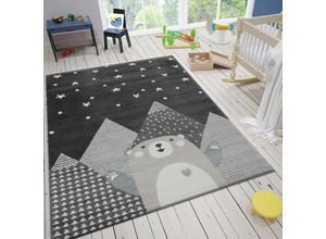 4065975025935 - Vimoda - Kinderteppich Babyteppich Kinderteppich für Mädchen und Jungs mit lächelndem Bären Motiv Teppich für Kinderzimmer Farbe Grau Anthracite &