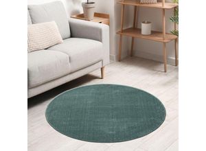 4065975029735 - Teppich rund Wohnzimmer Kurzflor Einfarbig für Schlafzimmer kinderzimmer weich RundTurkis 120 cm Round