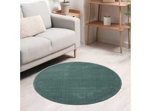 4065975029759 - Teppich rund Wohnzimmer Kurzflor Einfarbig für Schlafzimmer kinderzimmer weich RundTurkis 200 cm Round