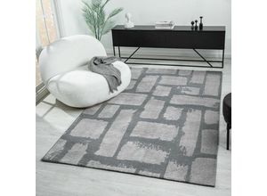 4065975034111 - Vimoda - Teppich Kurzflor Wohnzimmer Schlafzimmer Hochwertig Steinmuster Grau Anthrazit 120x170 cm Anthrazit